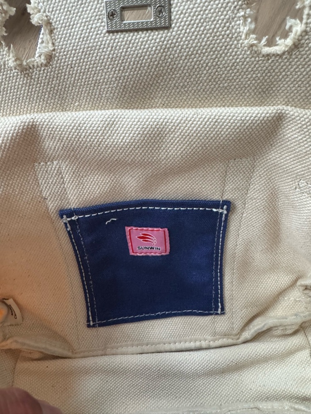 Mini “Boatkin” Canvas Tote with Navy Trim - Picture 9 of 12